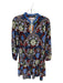 Jude Connally Size XS Blue & Red Nylon Blend Long Sleeve Botanical V Neck Dress Blue & Red / XS