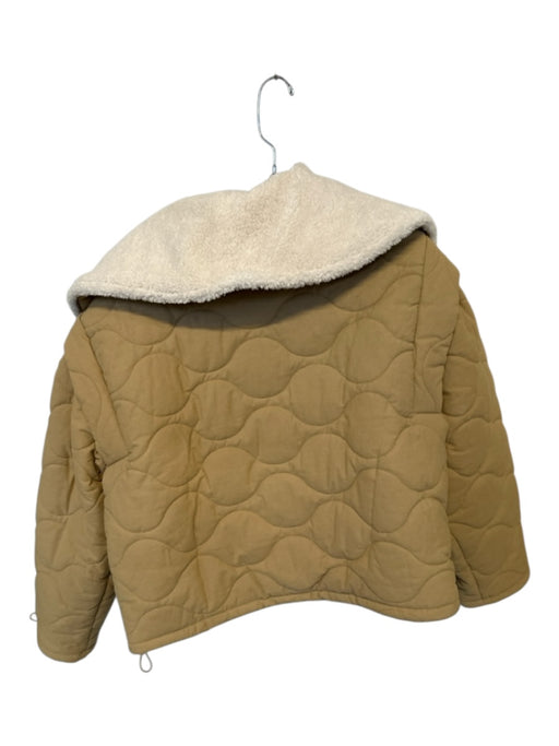 ASTR Size M Tan & cream Cotton Quilted Faux Shearling Long Sleeve Coat Tan & cream / M