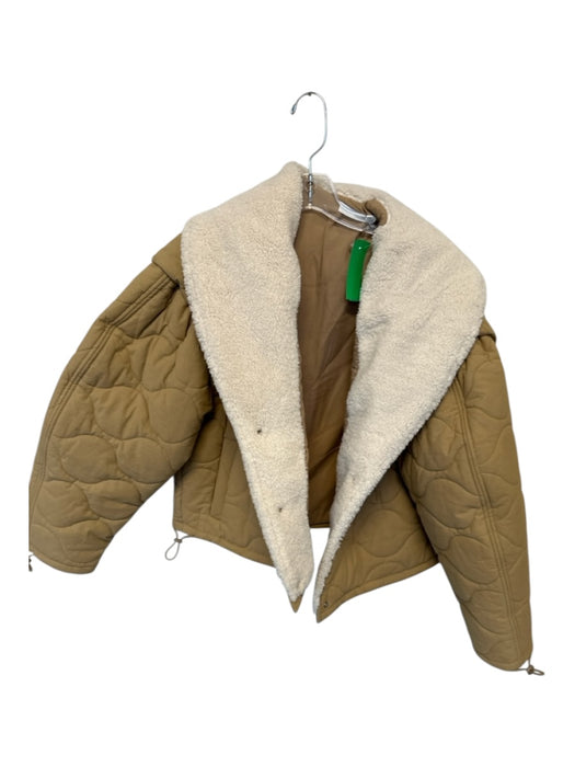 ASTR Size M Tan & cream Cotton Quilted Faux Shearling Long Sleeve Coat Tan & cream / M