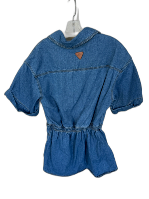 Aje. Size 10 Med Dark Wash Cotton Short Sleeve Button Down Denim Side tie Dress Med Dark Wash / 10