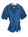 Aje. Size 10 Med Dark Wash Cotton Short Sleeve Button Down Denim Side tie Dress Med Dark Wash / 10