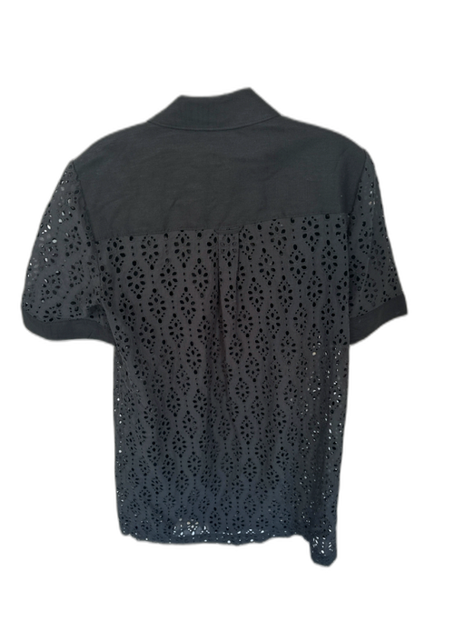 Veronica Beard Size 8 Black Linen Blend 3/4 Sleeve Eyelet Collar Dress Black / 8