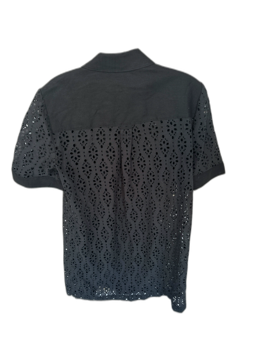 Veronica Beard Size 8 Black Linen Blend 3/4 Sleeve Eyelet Collar Dress Black / 8