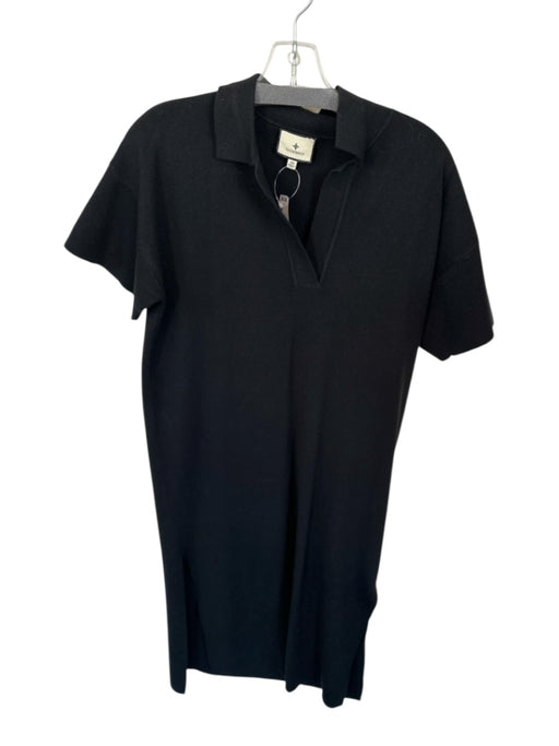 Tuckernuck Size XS Black Polyester Blend Short Sleeve Split Neck Collar Dress Black / XS