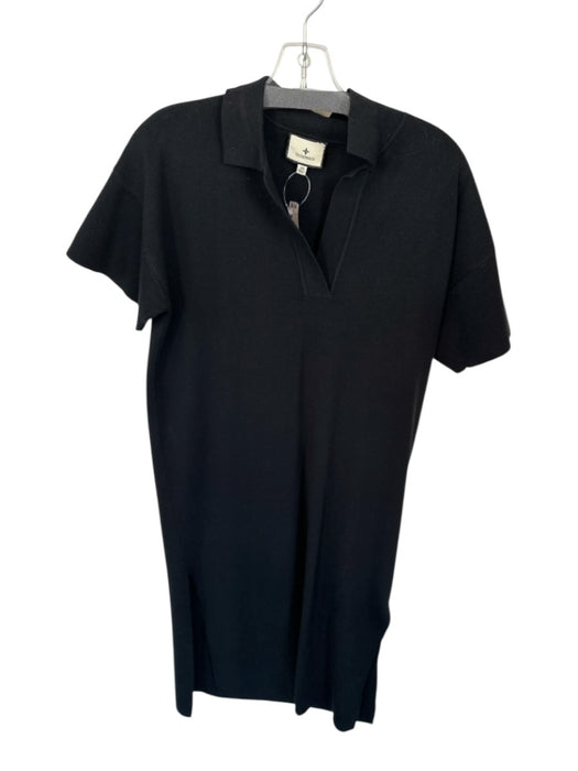 Tuckernuck Size XS Black Polyester Blend Short Sleeve Split Neck Collar Dress Black / XS
