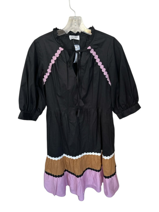 Crosby Size XS Black & Purple Cotton Long Balloon Sleeve Lace Detail Maxi Dress Black & Purple / XS