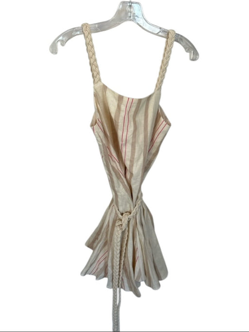 Alexis Size M Tan & Pink Linen Braided Straps Striped Rope belt Dress Tan & Pink / M