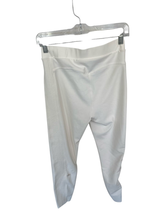 Alo Size M Off White Polyester Blend Pleat Detail Elastic Waist Leggings Off White / M