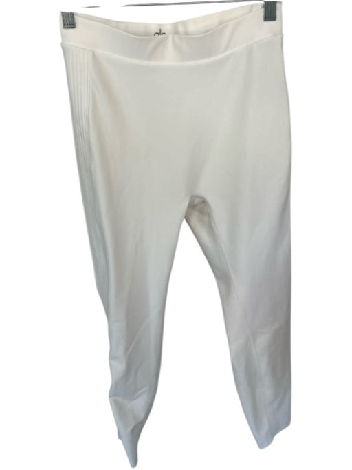 Alo Size M Off White Polyester Blend Pleat Detail Elastic Waist Leggings Off White / M