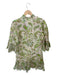 Alemais Size 12 Tan & Green Linen Long Bell Sleeve Botanical Ruffles Dress Tan & Green / 12