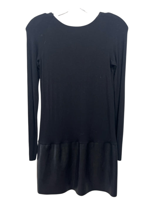 Bailey 44 Size XS Black Rayon Faux Leather Fabric Block Long Sleeve Dress Black / XS