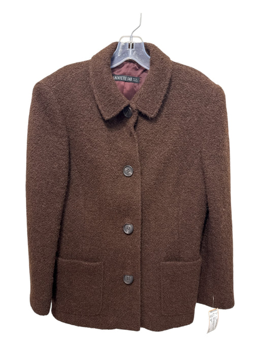 Lafayette Size 10 Brown Alpaca Blend Button Down Blazer Jacket Brown / 10