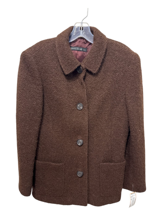 Lafayette Size 10 Brown Alpaca Blend Button Down Blazer Jacket Brown / 10