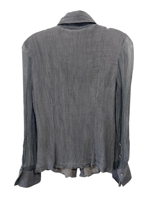 Akris Size 8 Gray Silk Micropleat Crinkle Long Sleeve Blouse Top Gray / 8