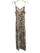 Sincerely Jules Size S White & Brown Rayon Blend V Neck Adjustable Strap Dress White & Brown / S