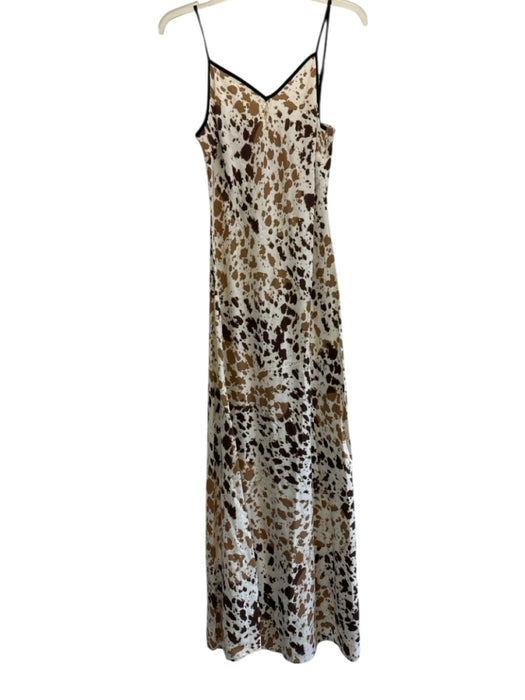 Sincerely Jules Size S White & Brown Rayon Blend V Neck Adjustable Strap Dress White & Brown / S