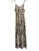 Sincerely Jules Size S White & Brown Rayon Blend V Neck Adjustable Strap Dress White & Brown / S