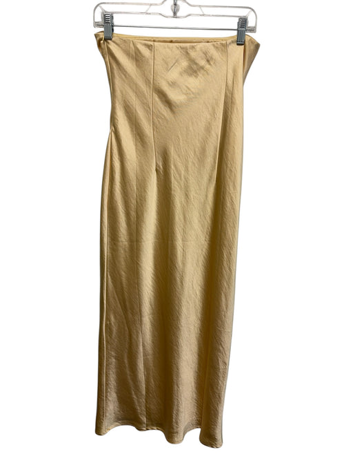 Meshki Size S Light Yellow Polyester Sleeveless Satin Zip Close Midi Dress Light Yellow / S