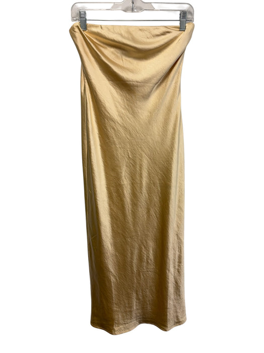 Meshki Size S Light Yellow Polyester Sleeveless Satin Zip Close Midi Dress Light Yellow / S