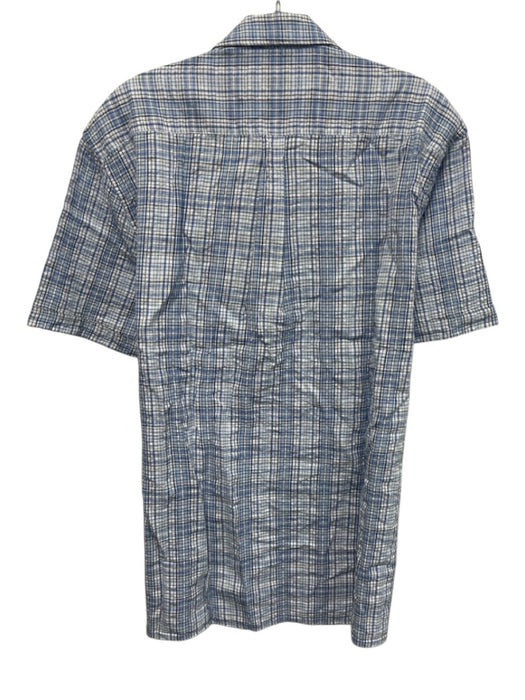 Barbour NWT Size M Blue & White Cotton Plaid Buttons Men's Short Sleeve Blue & White / M