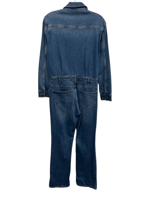 Mango Size Medium Medium Wash Cotton Denim Patch Pocket Whiskering Jumpsuit Medium Wash / Medium