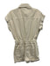 Zara Size XS Cream White Cotton Denim Snap Button Elastic Waist Raw Hem Romper Cream White / XS