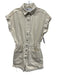 Zara Size XS Cream White Cotton Denim Snap Button Elastic Waist Raw Hem Romper Cream White / XS
