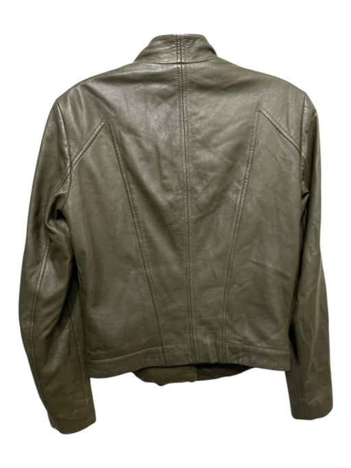 Helmut Lang Size P Olive Green Lamb leather Solid Zipper Detail Zip Up Jacket Olive Green / P