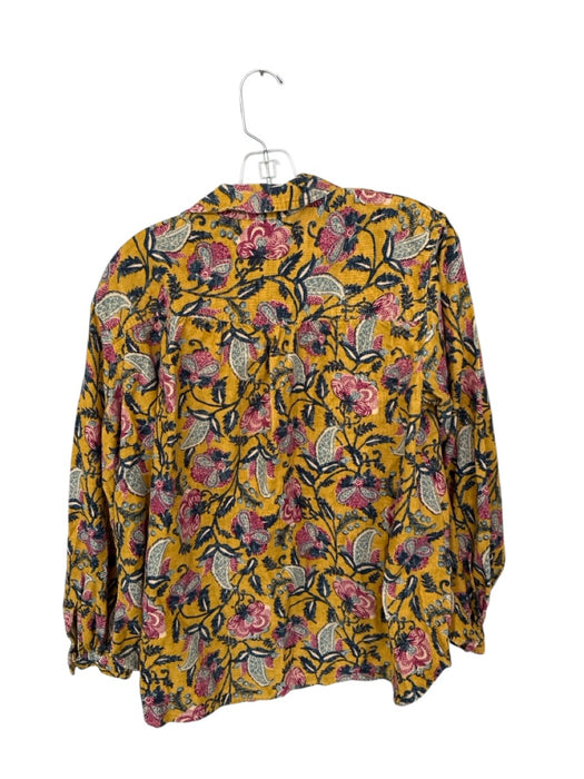 Pilcro by Anthroplogie Size 1X Yellow & Mauve Cotton Botanical Corduroy Jacket Yellow & Mauve / 1X