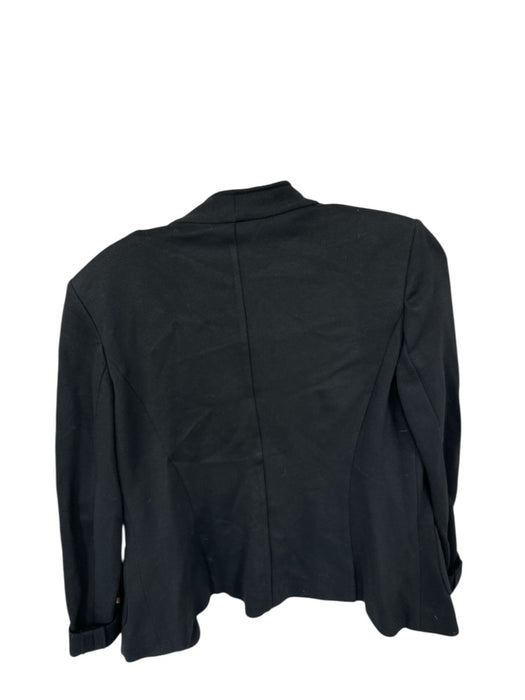 Escada Size 38 Black Viscose Blend Long Sleeve Shoulder Pads Button Up Blazer Black / 38