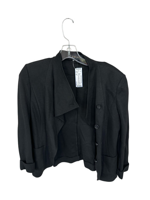 Escada Size 38 Black Viscose Blend Long Sleeve Shoulder Pads Button Up Blazer Black / 38