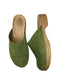 calou Shoe Size 41 Green Nubuck Stitch Detail Wood Sole Open Back Clogs Green / 41