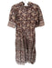 Sue Sartor Size XS Brown & Tan Cotton 3/4 Sleeve Botanical Buttons Maxi Dress Brown & Tan / XS