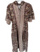 Sue Sartor Size XS Brown & Tan Cotton 3/4 Sleeve Botanical Buttons Maxi Dress Brown & Tan / XS