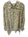 Jaded Gypsy Size L/XL Taupe & Yellow Cotton Long Sleeve Flowers Raw Hem Top Taupe & Yellow / L/XL