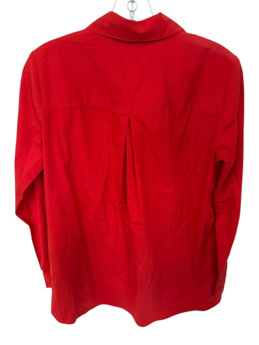 Lafayette 148 Size P Red Cotton Blend Long Sleeve Solid Button Down Top Red / P