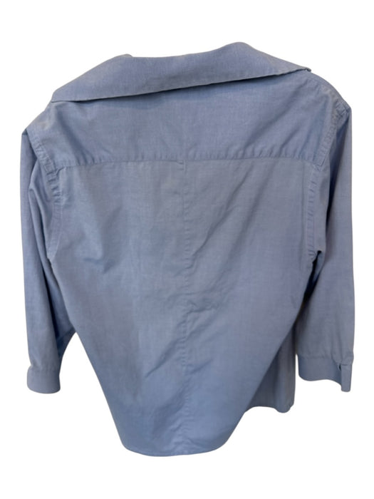 Ann Mashburn Size XL Light Blue Cotton Collar Split Neck Long Sleeve Top Light Blue / XL