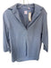 Ann Mashburn Size XL Light Blue Cotton Collar Split Neck Long Sleeve Top Light Blue / XL