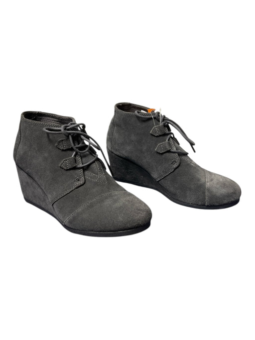 Toms Shoe Size 6 Dark Gray Suede round toe Wedge Lace Up Seam Detail Shoes Dark Gray / 6