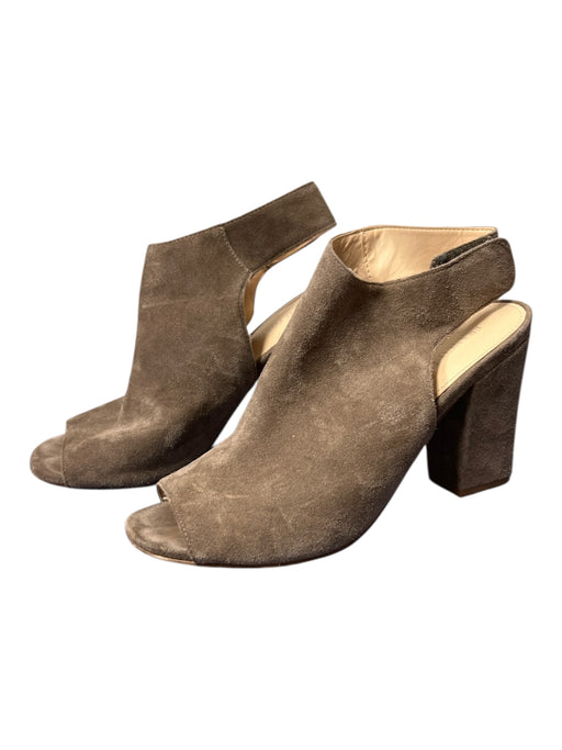 Franco Fortini Shoe Size 8.5 Dark Taupe Suede Block Heel Open Back Shoes Dark Taupe / 8.5