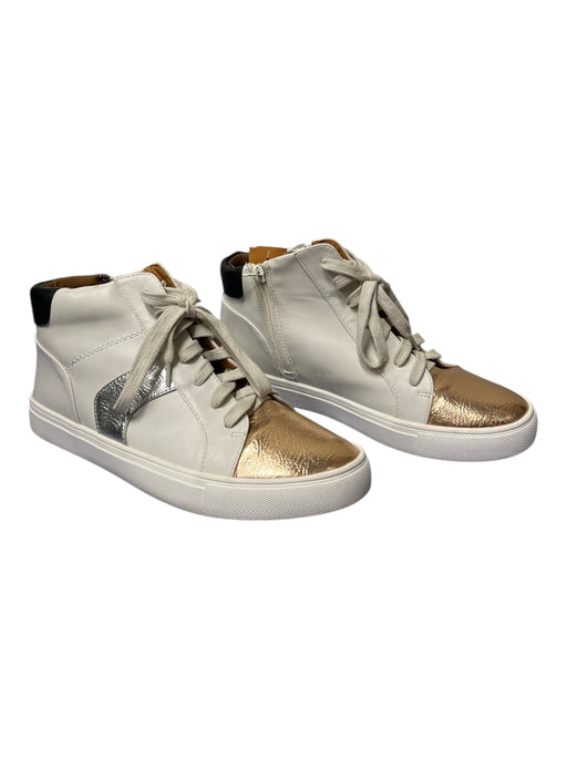 Dolce Vita Shoe Size 8 White, Silver & Bronze Leather round toe High Top Shoes White, Silver & Bronze / 8