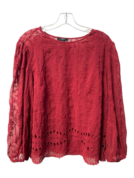 J Crew Size Large Cranberry No Fabric Tag Overlay Long Sleeve Round Neck Top Cranberry / Large