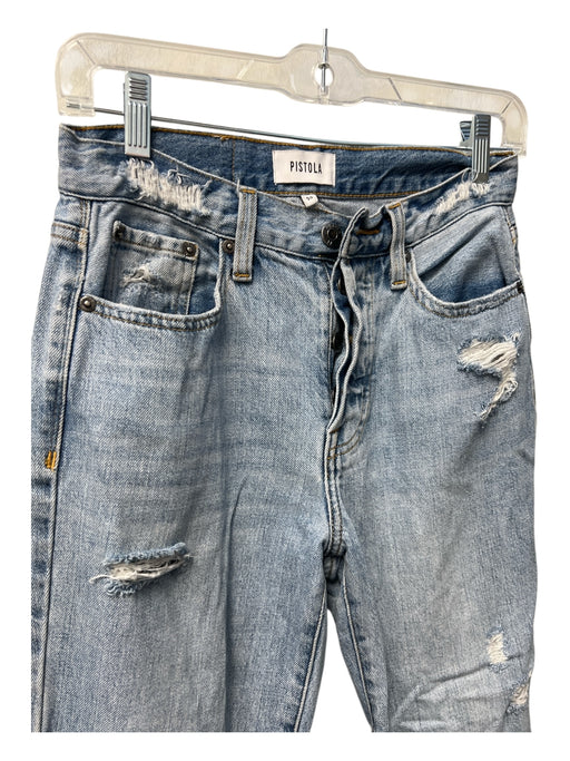 Pistola Size 25 Light Wash Cotton Mid Rise 5 Pocket distressed Button Fly Jeans Light Wash / 25