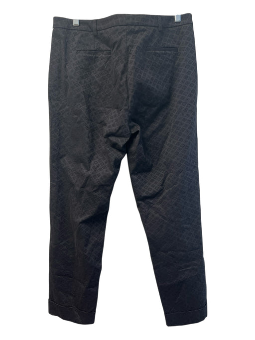 Etcetera Size 12 Black Cotton Blend Brocade Mid Rise Zip Fly Straight Leg Pants Black / 12