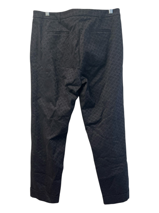 Etcetera Size 12 Black Cotton Blend Brocade Mid Rise Zip Fly Straight Leg Pants Black / 12