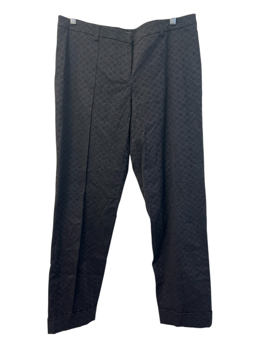 Etcetera Size 12 Black Cotton Blend Brocade Mid Rise Zip Fly Straight Leg Pants Black / 12