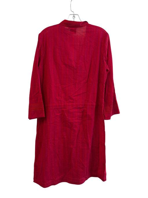 Tory Burch Size 10 Red Cotton Long Sleeve Semi Sheer V Neck Dress Red / 10
