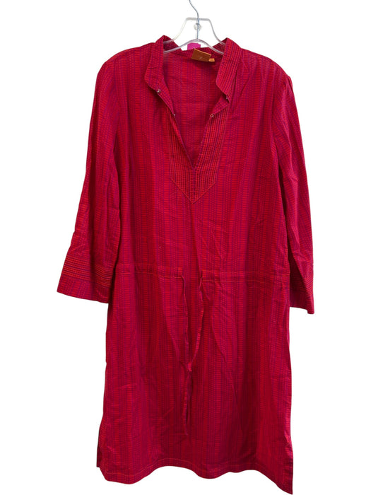 Tory Burch Size 10 Red Cotton Long Sleeve Semi Sheer V Neck Dress — Labels Resale Boutique