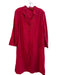 Tory Burch Size 10 Red Cotton Long Sleeve Semi Sheer V Neck Dress Red / 10
