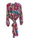 Trina Turk Size Est M/L White Viscose & Silk Floral High Neck Long Sleeve Dress White / Est M/L